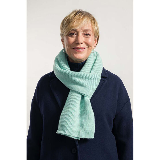 Mint green recycled cashmere rib knit scarf